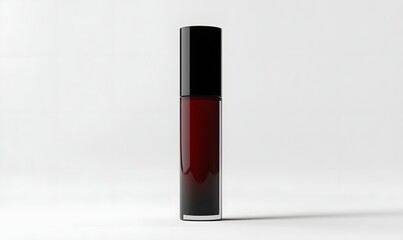 Obraz premium Dark red lip gloss in a clear tube with a black cap.