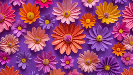 Abstract background with 3d flowers