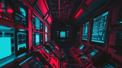 Obraz premium Futuristic Spaceship Control Room Interior Design