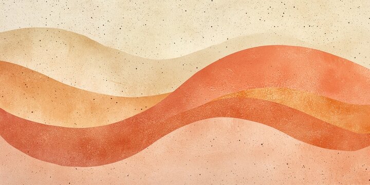 A warm gradient shifting from deep terracotta to light peach, with irregular overlapping curves, subtle tonal variations, and a delicate speckled noise texture for a natural, earthy feel 