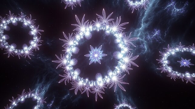 Converging rings of pulsating white-hot light forming intricate floral-like patterns