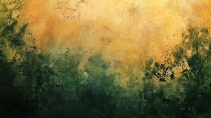 Abstract textured art in gold and green.
