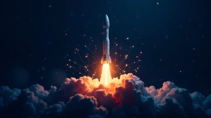 the rocket takes off above the clouds