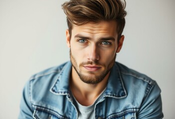 Obraz premium Portrait of a male hipster with a thoughtful expression