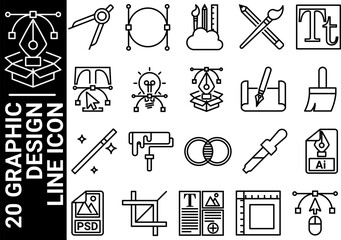 graphic design line icon, black and white