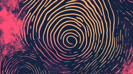 Abstract fingerprint swirls in dark pink and orange tones.