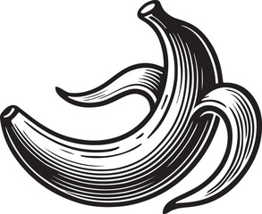 Silhouette vector of a banana, symbolizing tropical fruit, health, and nature. Perfect for food, wellness, and eco-friendly designs or branding projects.