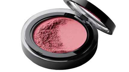 blusher in round open box top view isolated on white background 