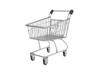 3d realistic shopping cart isolated on transparent background.