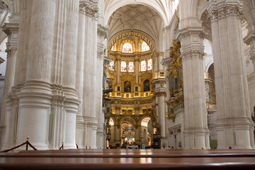 Interior view of the Metropolitan Cathedral-Basilica of the Incarnation located in the city of Granada, Spain. It is the main church of the city.