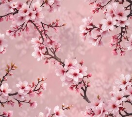 Obraz premium sakura cherry blossom seamless pattern with subtle texture and gradient effect, digital art, seamless background, textured design, unique style