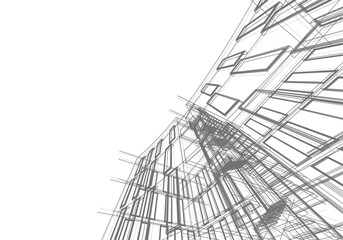 Modern office building. Architectural drawing sketch