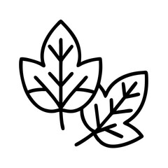 autumn leaves icon, autumn leaves line art - simple line art of autumn leaves, perfect for autumn leaves logos and icons and themed design 