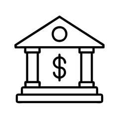 bank icon, bank line art - simple line art of bank, perfect for bank logos and icons and themed design 