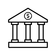 bank building icon, bank building line art - simple line art of bank building, perfect for bank building logos and icons and themed design 
