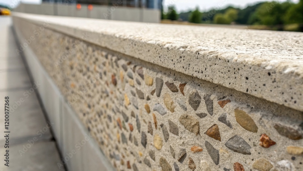 Aufkleber A closeup of a concrete barriers textured surface revealing the intricate design and blend of aggregates used in the mix emphasizing material quality and durability.