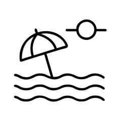 beach icon, beach line art - simple line art of beach, perfect for beach logos and icons and themed design 