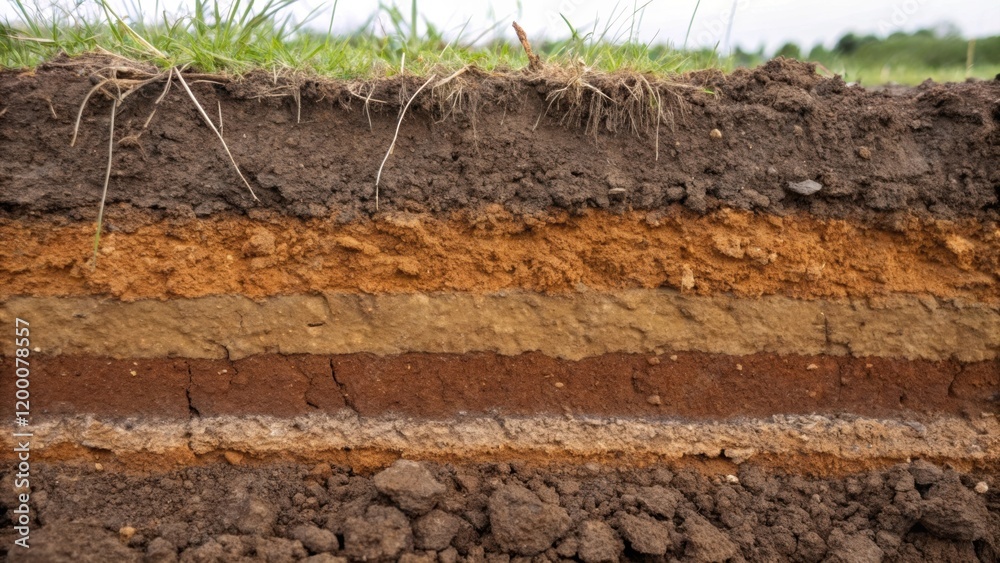 Aufkleber A closeup of a soil sampler revealing different strata of earth demonstrating the effectiveness of the irrigation system in maintaining consistent moisture levels across various