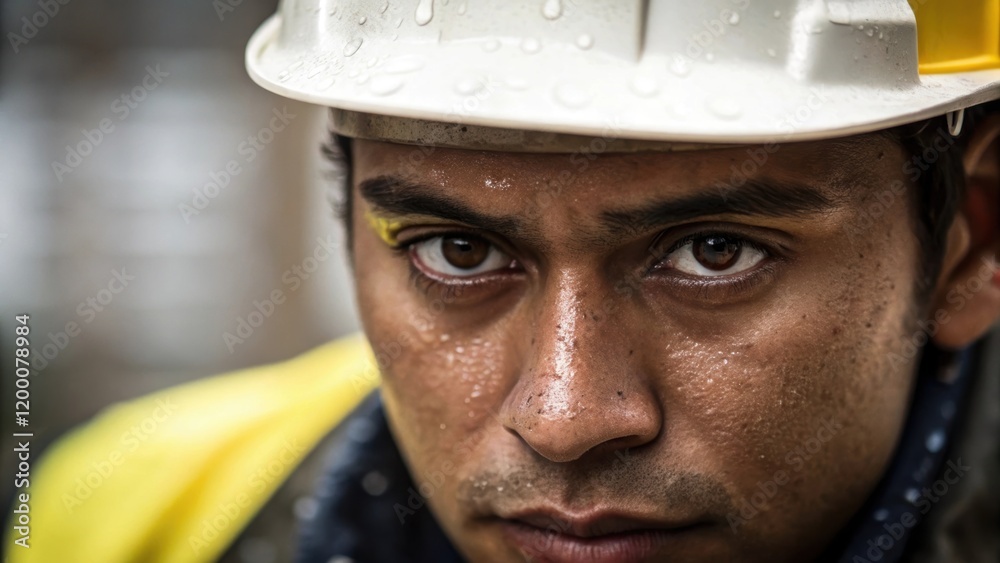 Leinwandbilder A closeup of a workers face sweat on their brow as they focus intently on a task capturing the intensity and dedication of those involved in the assembly process.