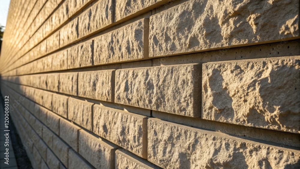 Poster a closeup of textured surfaces on the prefabricated wall highlighting the material quality as sunlig