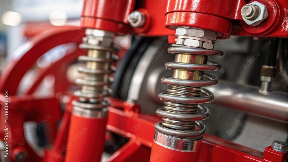 Poster a closeup of the activation mechanism of a fire suppression system illustrating the springs and leve