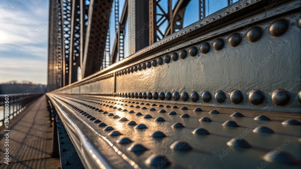 Aufkleber A closeup of the reflective surface of a large bridge girders capturing the interplay of light and shadow revealing design features engineered for strength.