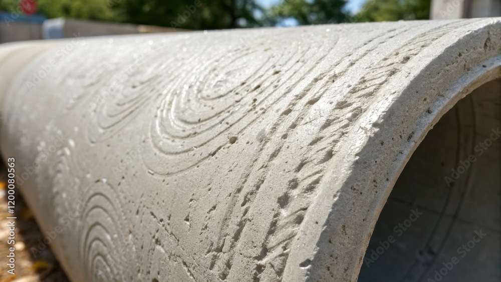 Poster A closeup of the surface of a newly formed concrete pipe highlighting the fine details and patterns left by the mold.