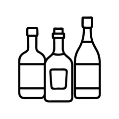 bottles of alcohol icon, bottles of alcohol line art - simple line art of bottles of alcohol, perfect for bottles of alcohol logos and icons and themed design 