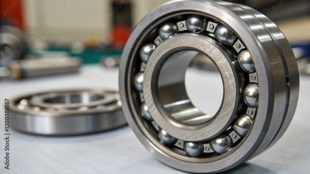 Poster A closeup view of the outer race of a conveyor bearing with focus on the intricate ball arrangement within demonstrating the engineering marvel that allows for smooth rotation.