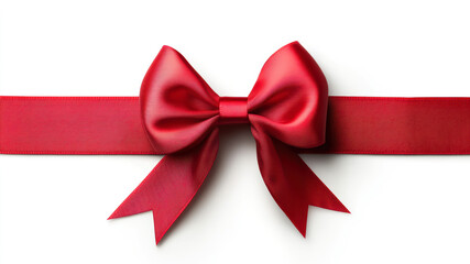 Fototapeta premium Bright Red Ribbon With Bow Showcased on a Clean White Background for Decoration Purposes