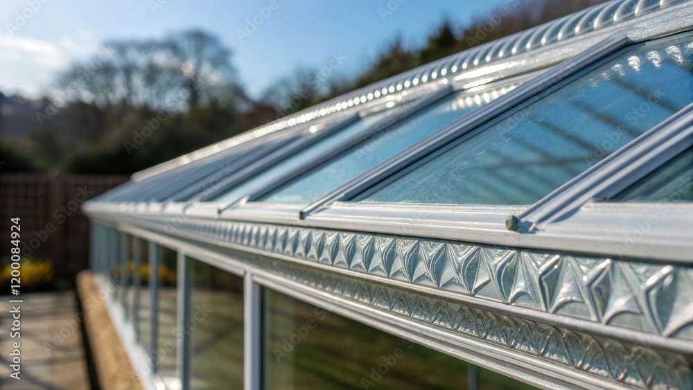 Aufkleber a medium closeup of a row of glass panels highlighting the intricate detailing of the edge sealant a