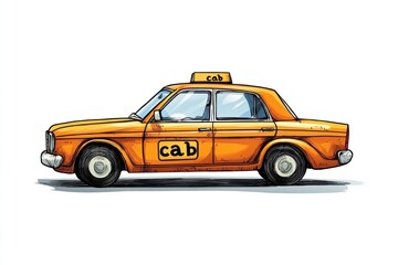 Taxi isolated on white background. Taxi icon. Cab isolated on white. Cab icon. Cab Car. Taxi Car Isolated element on white for Designers. Isolated Taxi Design Element. Cab Car Isolated on white.
