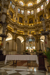 Fototapeta premium View of the presbytery of the Metropolitan Cathedral-Basilica of the Incarnation located in the city of Granada, Spain. It is the main church of the city.