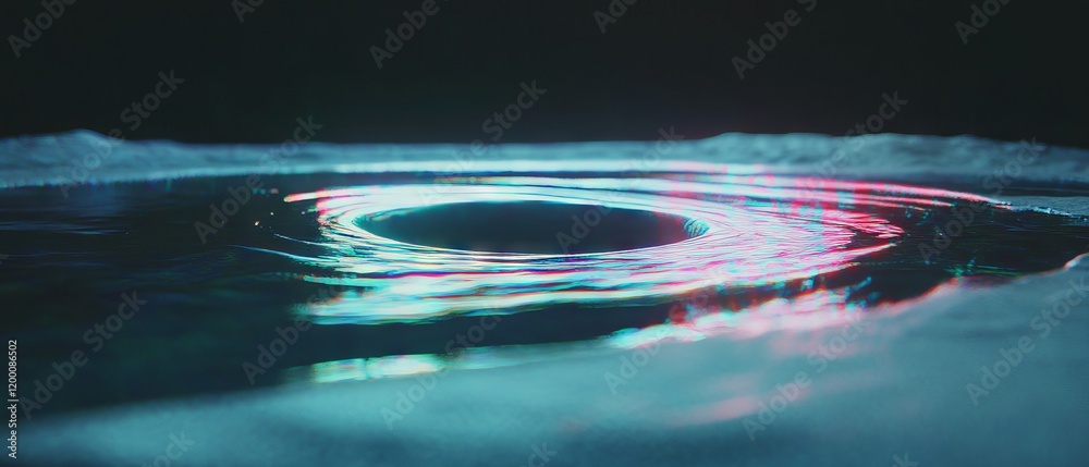 Aufkleber holographic black hole emits distorted light in a cosmic display of swirling patterns