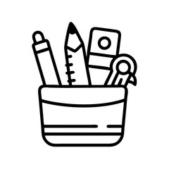 cartoon stationery icon, cartoon stationery line art - simple line art of cartoon stationery, perfect for cartoon stationery logos and icons and themed design 