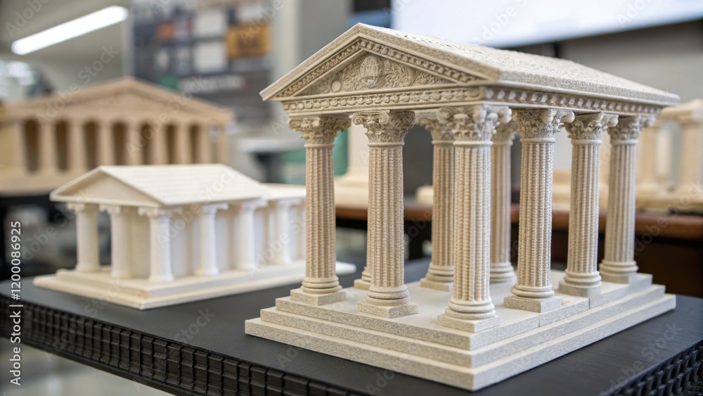 Aufkleber A medium closeup of printed architectural elements such as columns and beams illustrating the structural capabilities and ingenuity of 3D printing in forming complex shapes.