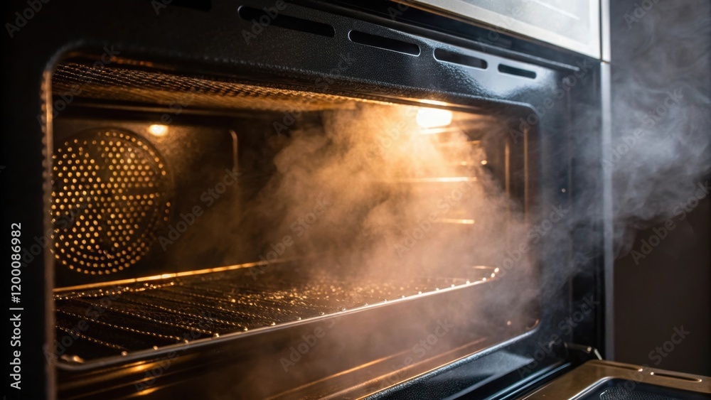 Aufkleber a medium closeup of steam emitting from the ovens discharge vent captured in detail with condensatio
