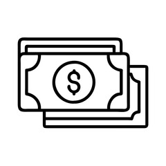 cash icon, cash line art - simple line art of cash, perfect for cash logos and icons and themed design 