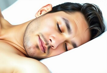 Obraz premium Portrait of a sleeping male person from a 45-degree angle