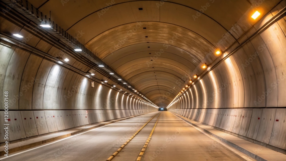 Poster A medium closeup of the interior of a recently completed tunnel section showcasing the smooth walls and embedded lighting signaling the transition from construction to operational