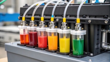 A medium closeup of the system being tested with colored liquid demonstrating the operational readiness and efficiency of the integrated modular components in waste management.