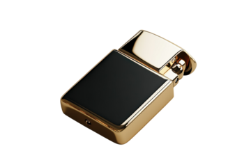 Elegant gold lighter with a sleek black design for stylish smoking experiences