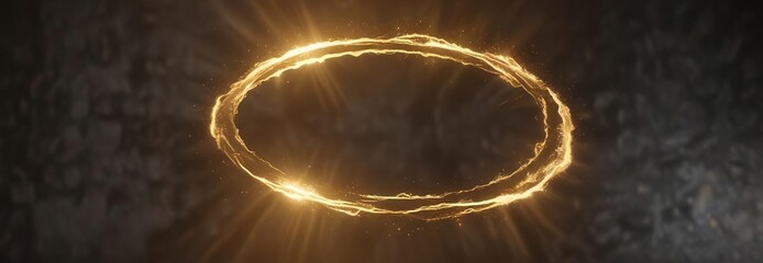 Soft golden light forming circular halo on textured surface, circle of light, divine light, glowing halo