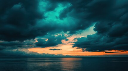 Dramatic sunset over the ocean