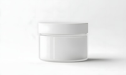 White jar with lid, cosmetic container mockup.