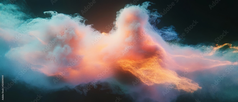 Poster vivid holographic nebula displaying a rich palette of colorful gases in deep space