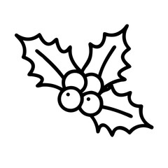 christmas holly berry icon, christmas holly berry line art - simple line art of christmas holly berry, perfect for christmas holly berry logos and icons and themed design 