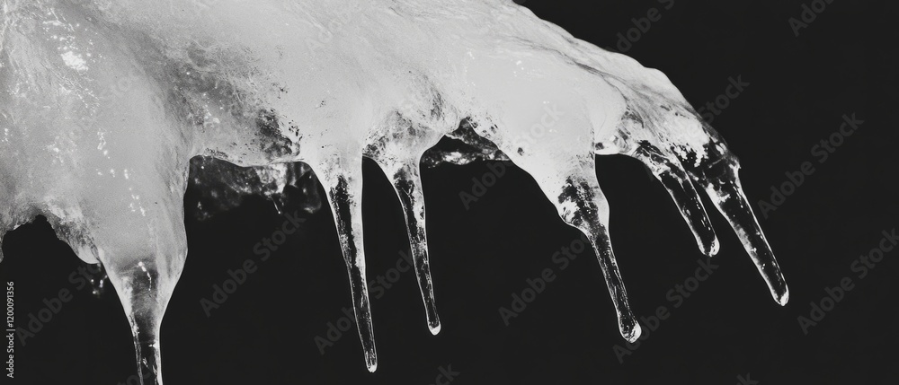 Aufkleber melting ice creating intricate textures and dripping water in a captivating process