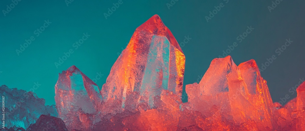 Poster intricate frozen patterns showcasing crystalline structures illuminated by light