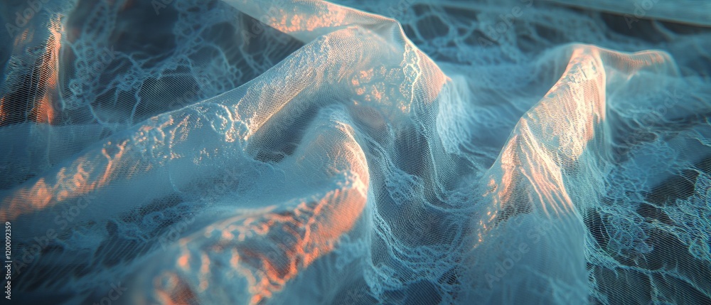 Poster Delicate lace fabric with intricate patterns and translucent quality beautifully displayed in soft light